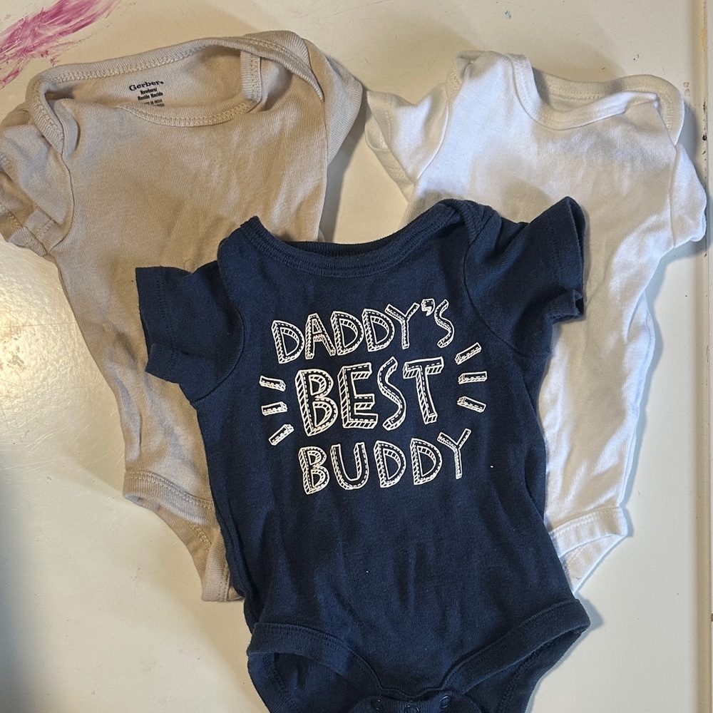 Carter's Navy, White, and Tan Bodysuit Trio